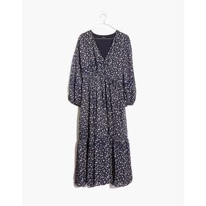 Madewell‎ Tie-Waist Midi Dress in Harvest Vine Sz Medium Blue Tiered Cottagecore